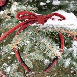 Japanese Christmas Muted Red Y2K Cottagecore Statement Plaid Bow Headband